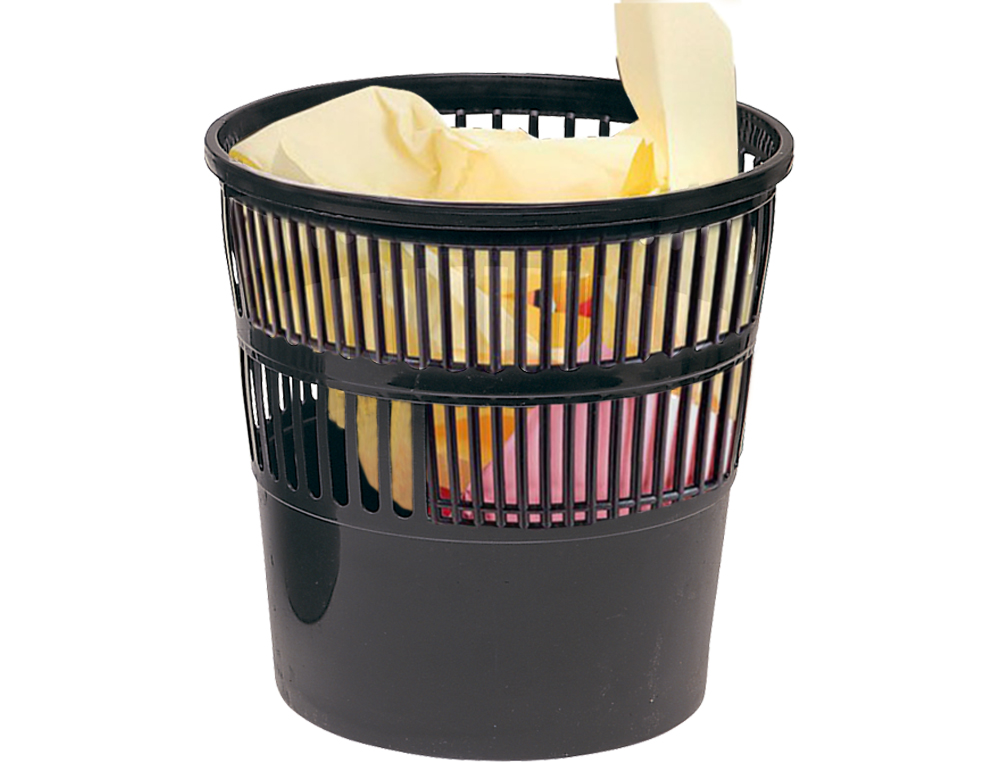 PAPELERA PLASTICO Q-CONNECT 15 LITROS REJILLA COLOR NEGRO 285X290 MM