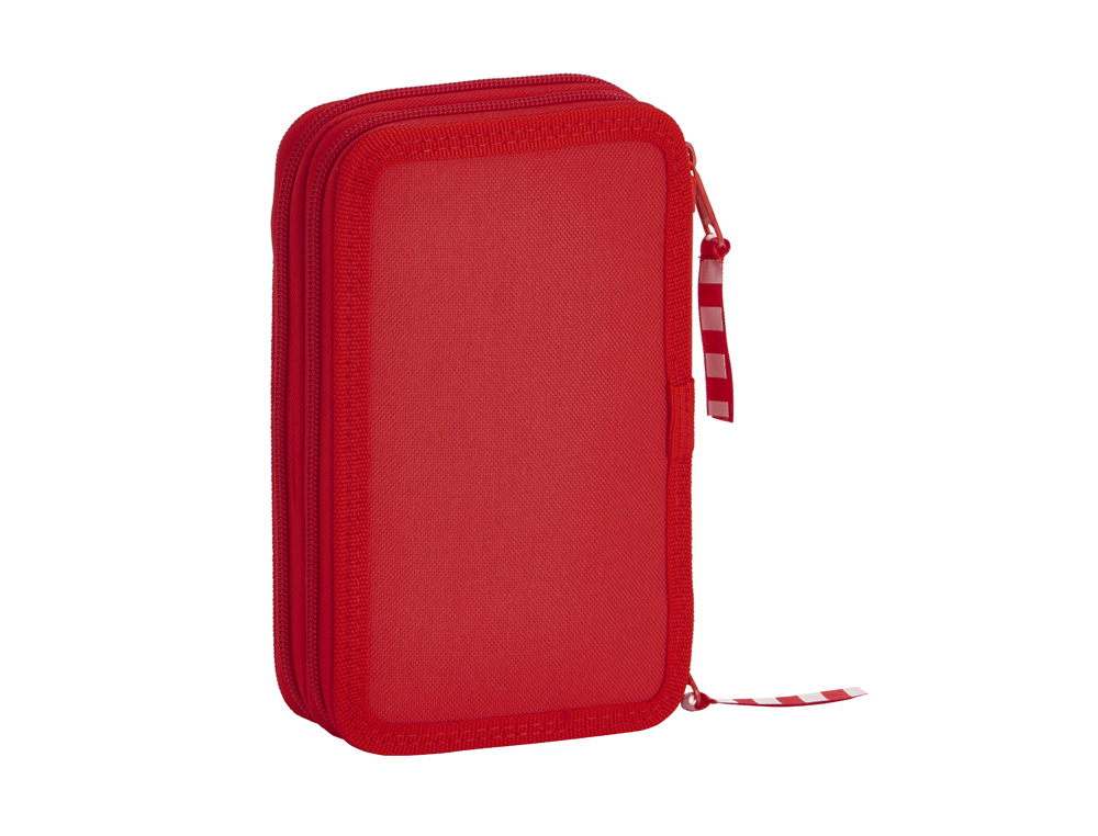 PLUMIER ESCOLAR SAFTA SPORTING DE GIJON DOBLE CREMALLERA 28 PIEZAS 125X40X195 MM