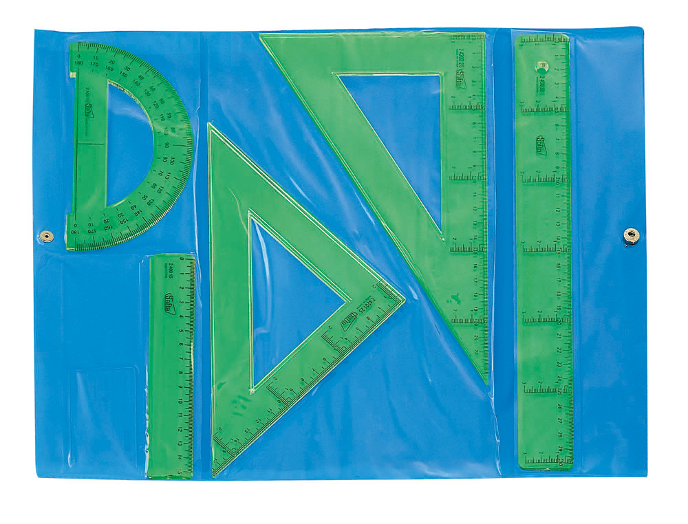 JUEGO ESCUADRA CARTABON REGLA SAFTA VERDE