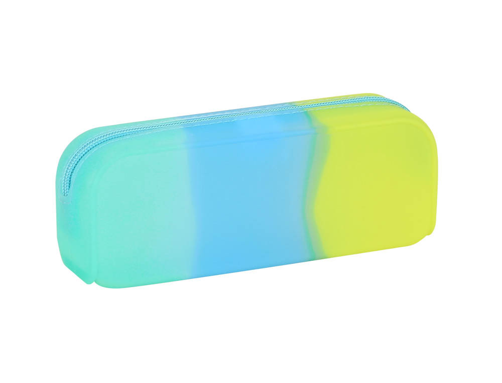BOLSO ESCOLAR SAFTA PORTATODO TRICOLOR CUADRADO SILICONA 185X55X75 MM
