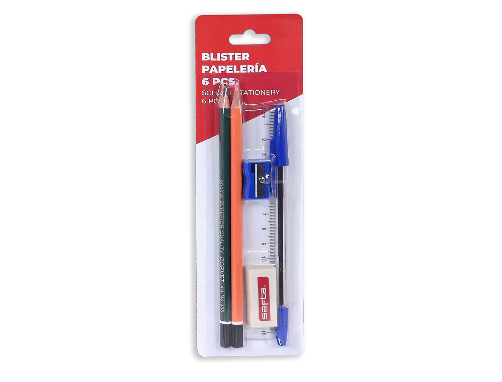 BLISTER PAPELERIA SAFTA 6 PIEZAS 160X155X235 MM