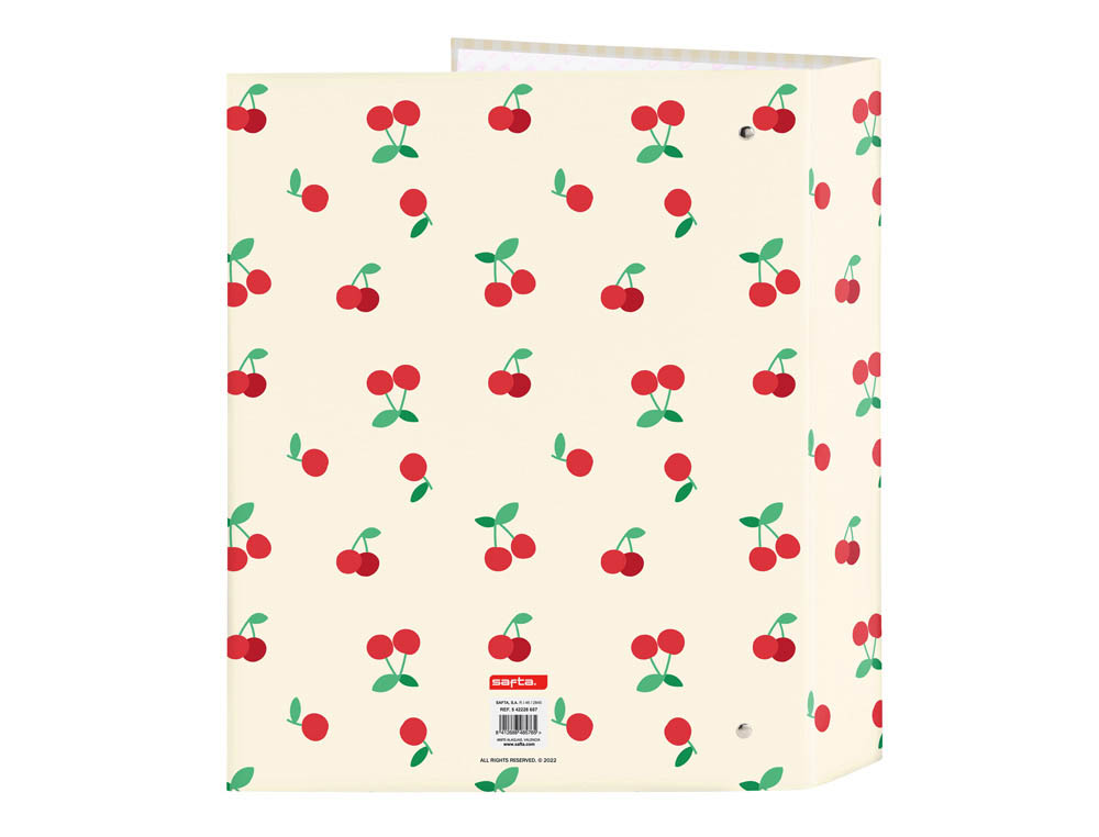 CARPETA CARTON FOLIO 4 ANILLAS SAFTA LOMO ANCHO SAFTA CHERRY 270X60X330 MM