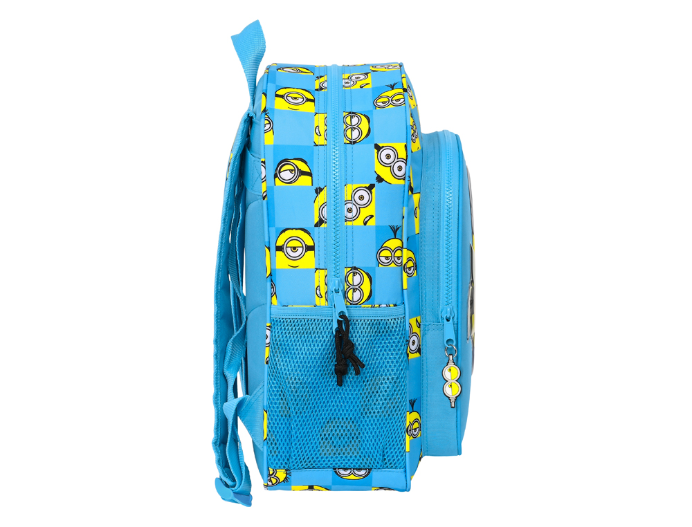 CARTERA ESCOLAR SAFTA MINIONS MINIONSTATIC MOCHILA JUNIOR ADAPTABLE A CARRO 320X120X380 MM