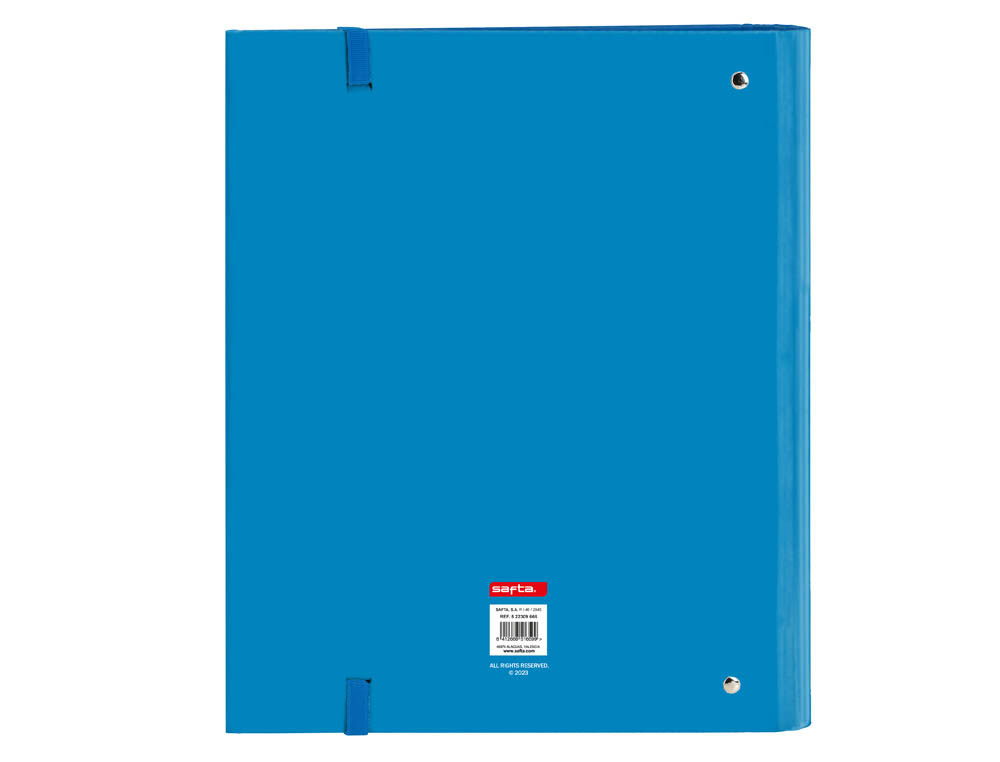 CARPETA 4 ANILLAS 35 MM SAFTA DIN A4 GOMAS Y 5 SEPARADORES TAPA FORRADA RECAMBIO 100 H 60 GR CUADRO 5 MM STATIONERY