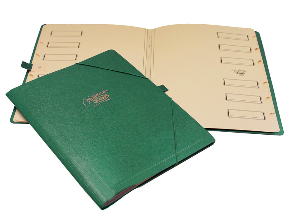 CARPETA CLASIFICADOR CARTON COMPACTO SARO FOLIO VERDE 12 DEPARTAMENTOS