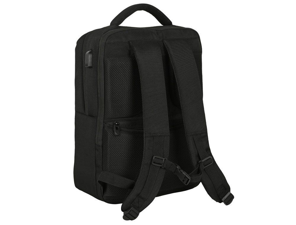 MOCHILA SAFTA 2 BOLSILLOS PORTATIL 15,6'' + USB REAL MADRID PREMIUM 440X310X130 MM