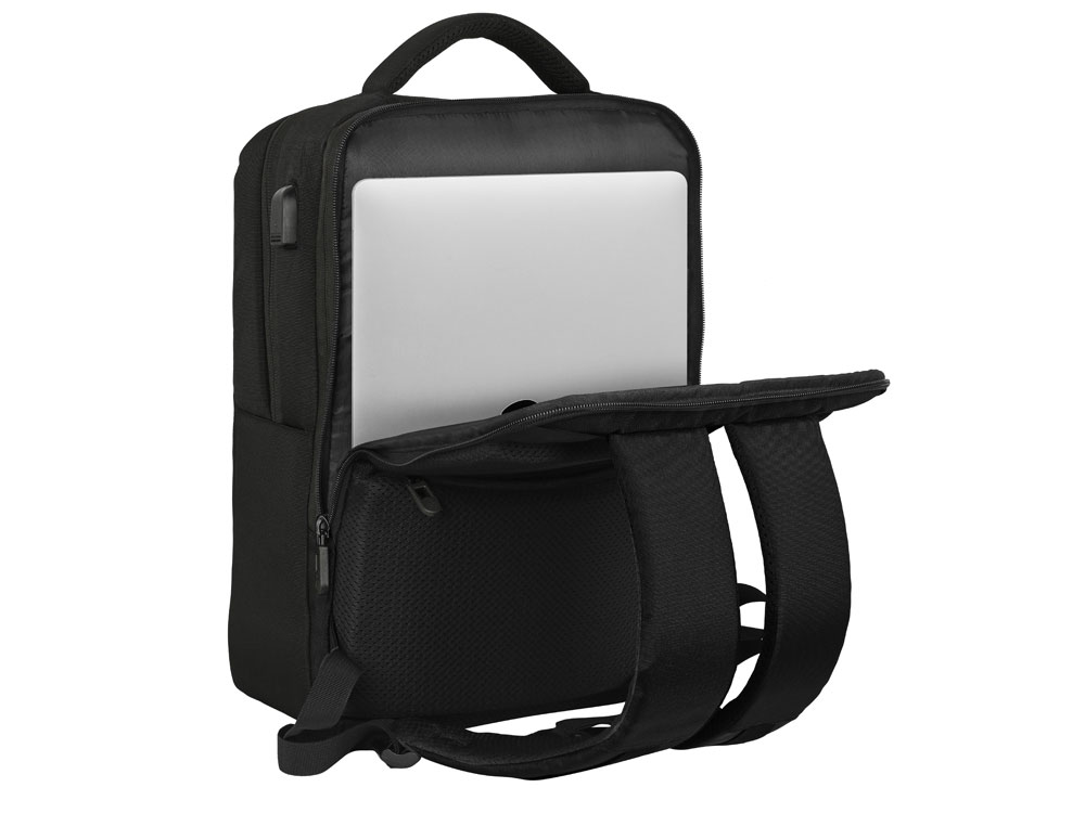 MOCHILA SAFTA 2 BOLSILLOS PORTATIL 15,6'' + USB REAL MADRID PREMIUM 440X310X130 MM