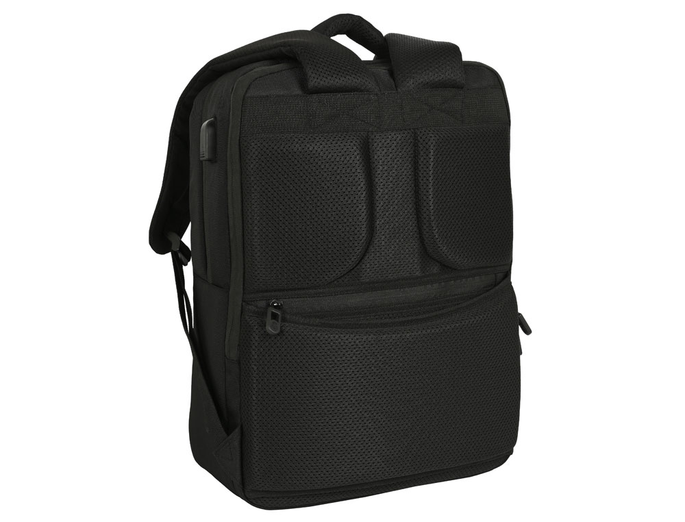 MOCHILA SAFTA 2 BOLSILLOS PORTATIL 15,6'' + USB REAL MADRID PREMIUM 440X310X130 MM