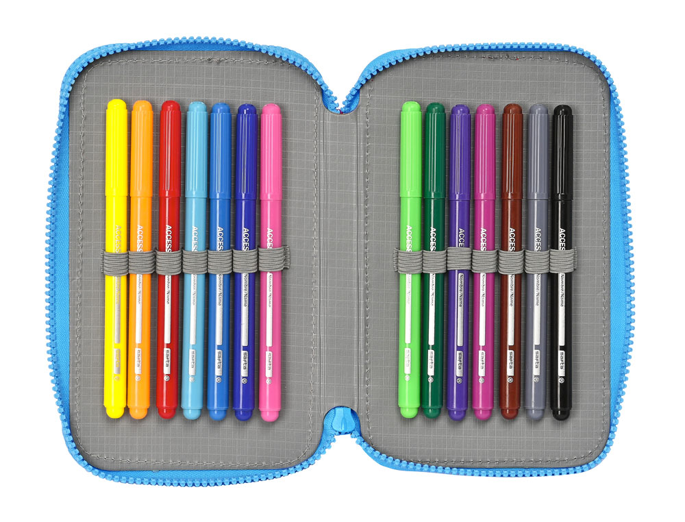PLUMIER ESCOLAR SAFTA DOBLE PEQUEO 28 PIEZAS PJMASK 195X125X40 MM