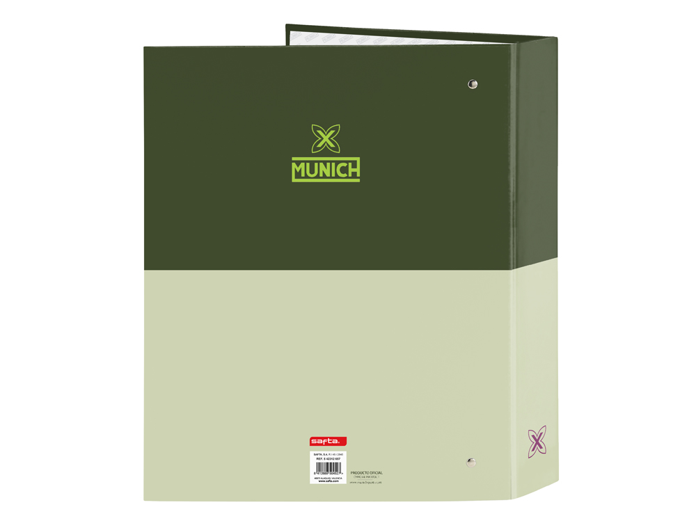 CARPETA SAFTA CARTON FOLIO 4 ANILLAS LOMO ANCHO MUNICH BRIGHT KHAKI 60X270X300 MM