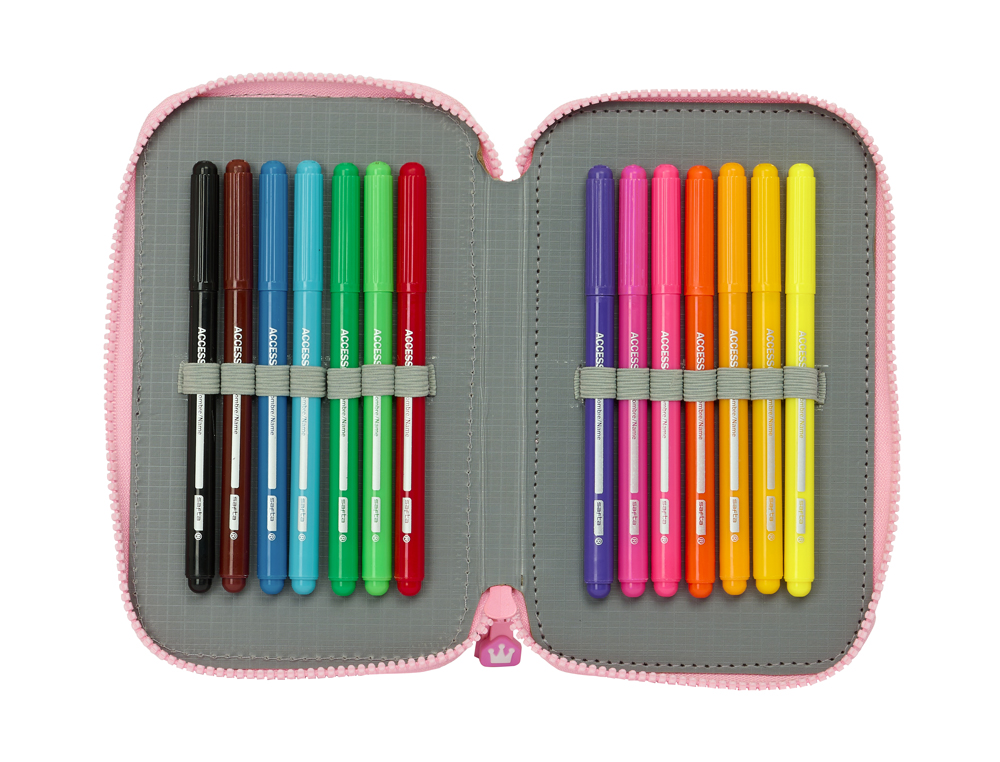 PLUMIER ESCOLAR SAFTA DOBLE CREMALLERA 28 PIEZAS GLOWLAB KIDS SWEET HOME 40X125X195 MM