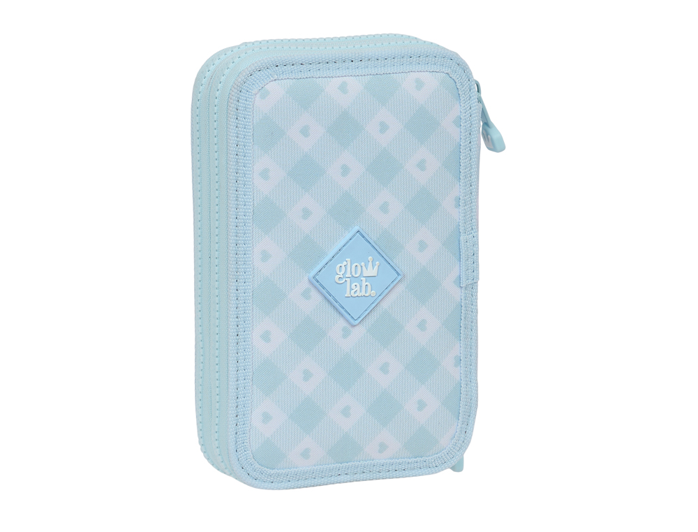 PLUMIER ESCOLAR SAFTA DOBLE CREMALLERA 28 PIEZAS GLOWLAB CISNES 40X125X195 MM