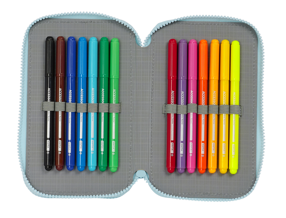 PLUMIER ESCOLAR SAFTA DOBLE CREMALLERA 28 PIEZAS GLOWLAB CISNES 40X125X195 MM