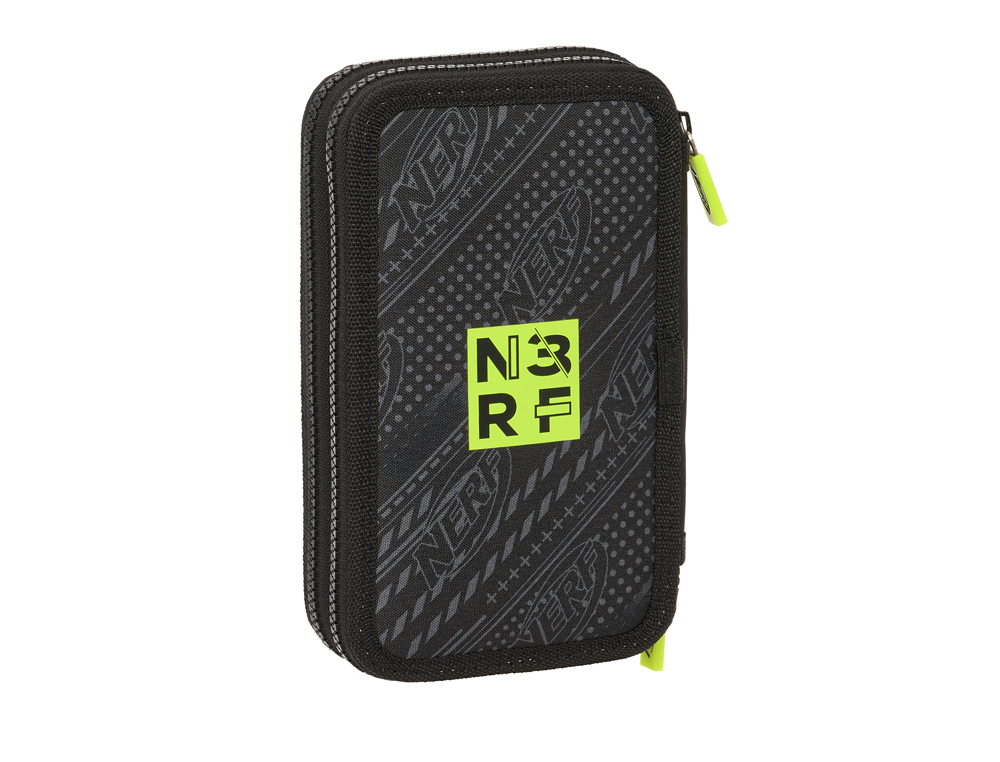 PLUMIER ESCOLAR SAFTA DOBLE CREMALLERA 28 PIEZAS NERF GET READY 40X125X195 MM