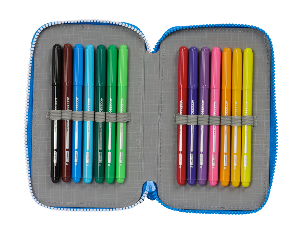 PLUMIER ESCOLAR SAFTA DOBLE CREMALLERA 28 PIEZAS DEPORTIVO DE LA CORUÑA 40X125X195 MM