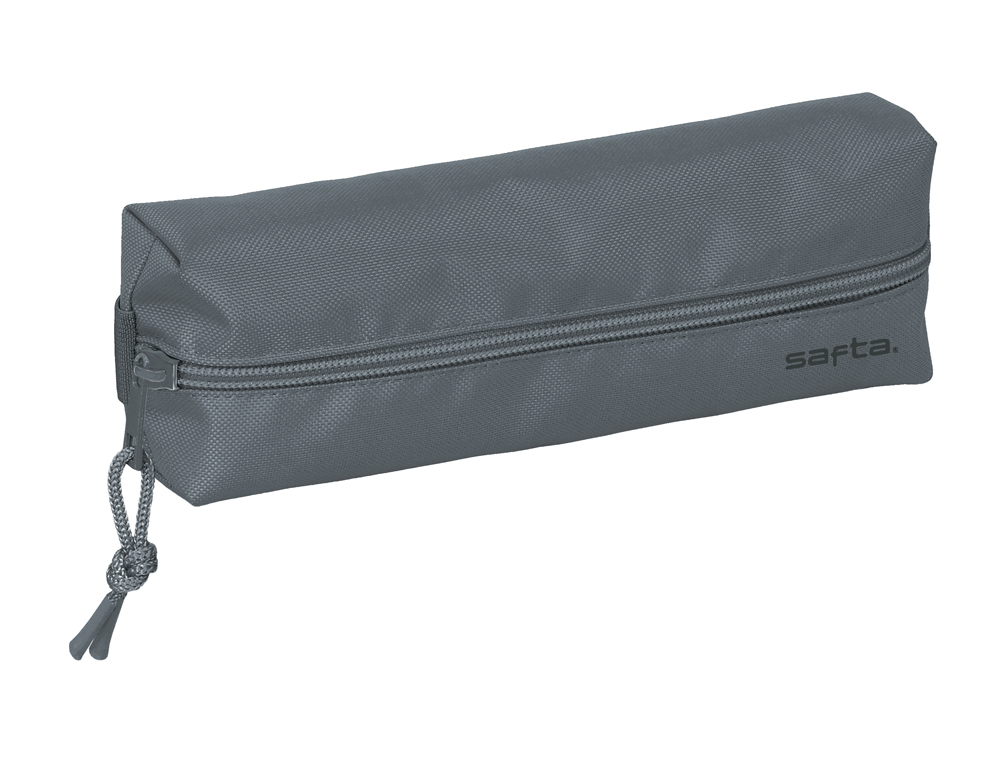 BOLSO ESCOLAR PORTATODO SAFTA RECTANGULAR CON GOMA ELASTICA 22 CM GRIS OSCURO