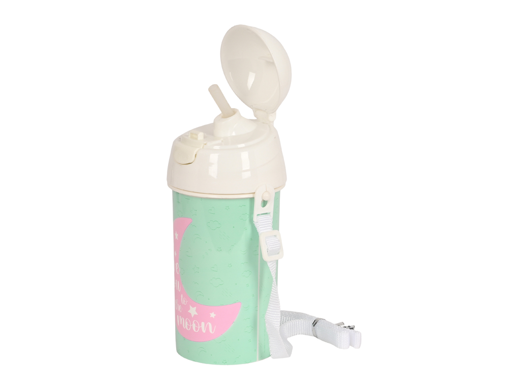 BOTELLA PORTALIQUIDOS SAFTA 500 ML APERTURA AUTOMATICA CON PAJITA BLACKFIT8 MOON 195X73X73 MM