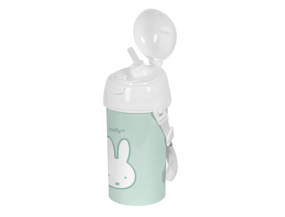 BOTELLA PORTALIQUIDOS SAFTA 500 ML APERTURA AUTOMATICA CON PAJITA MIFFY MENTA 195X73X73 MM