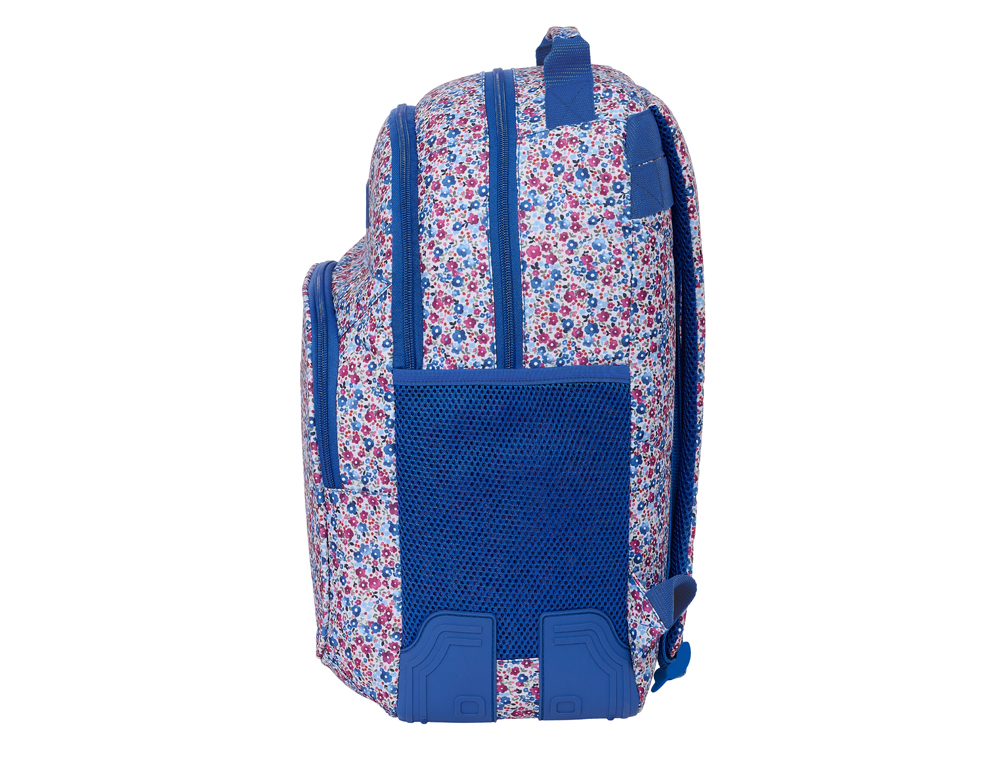 MOCHILA SAFTA DOBLE CON CANTONERAS ADAPTABLE A CARRO NAIT NAIT FLORESISTENTE COIMBRA AZUL 420X320X150 MM