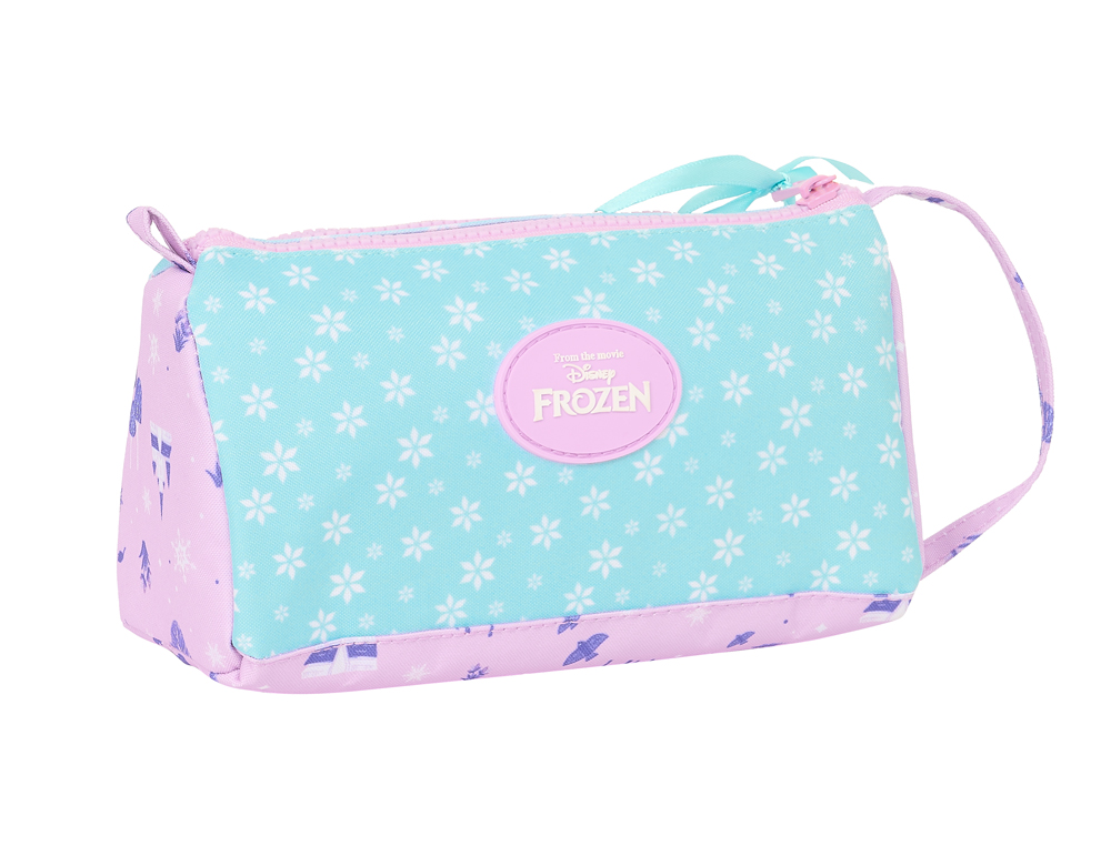 BOLSO ESCOLAR PORTATODO SAFTA CON BOLSILLO DESPLEGABLE LLENO FROZEN II COOL DAYS 110X200X85 MM