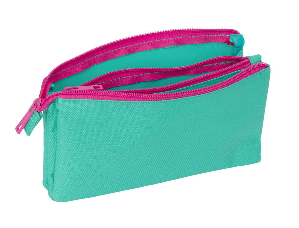 BOLSO ESCOLAR PORTATODO SAFTA TRIPLE NAIT NAIT VERDE MINT 120X220X30 MM