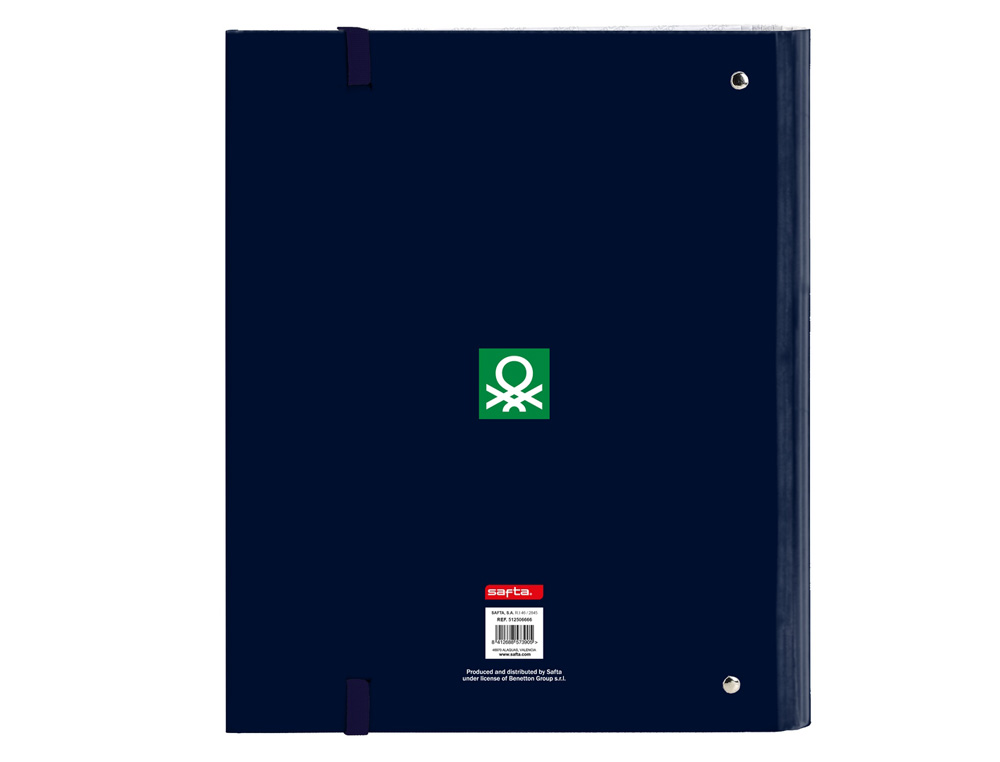 CARPETA CON RECAMBIO SAFTA DIN A4 CUADRO 5 MM CON GOMA Y 5 SEPARADORES BENETTON FLAG