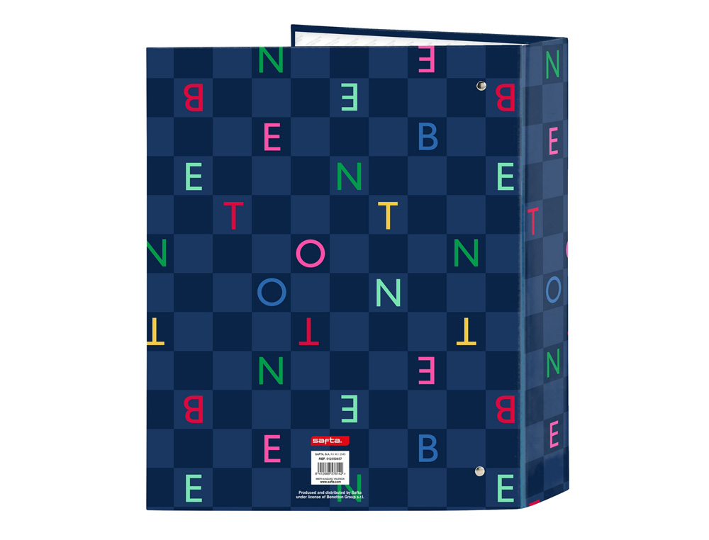 CARPETA CARTON FOLIO 4 ANILLAS SAFTA LOMO ANCHO BENETTON DAMERO