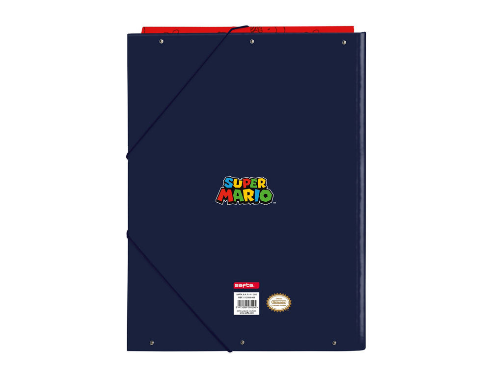 CARPETA CARTON FOLIO GOMAS SOLAPAS SAFTA SUPER MARIO TRICK