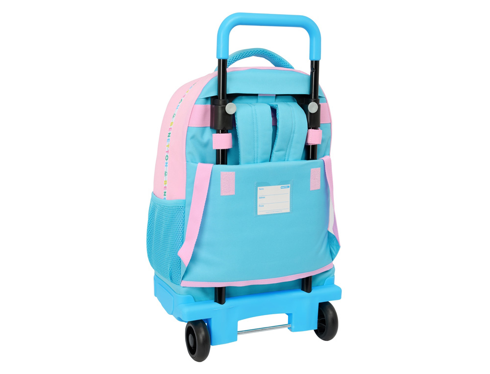 MOCHILA SAFTA GRANDE CON RUEDAS COMPACT EXTRAIBLE BENETTON UNIQUE 450X330X220 MM