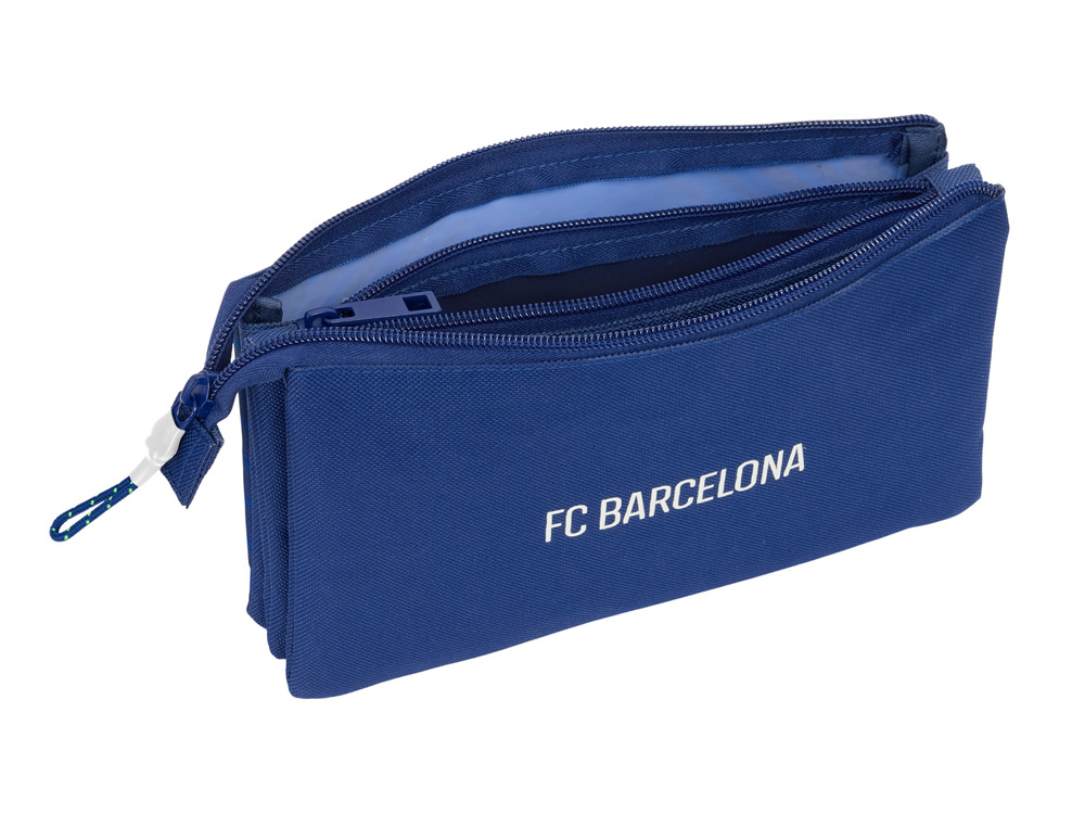 BOLSO ESCOLAR PORTATODO SAFTA TRIPLE F.C. BARCELONA NAVY BLUE 120X220X30 MM