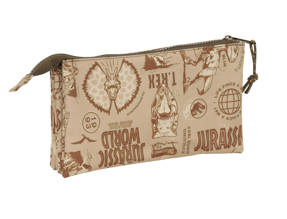 BOLSO ESCOLAR PORTATODO SAFTA TRIPLE JURASSIC WORLD 120X220X30 MM