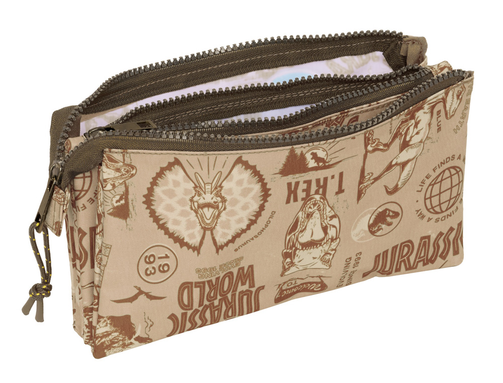 BOLSO ESCOLAR PORTATODO SAFTA TRIPLE JURASSIC WORLD 120X220X30 MM