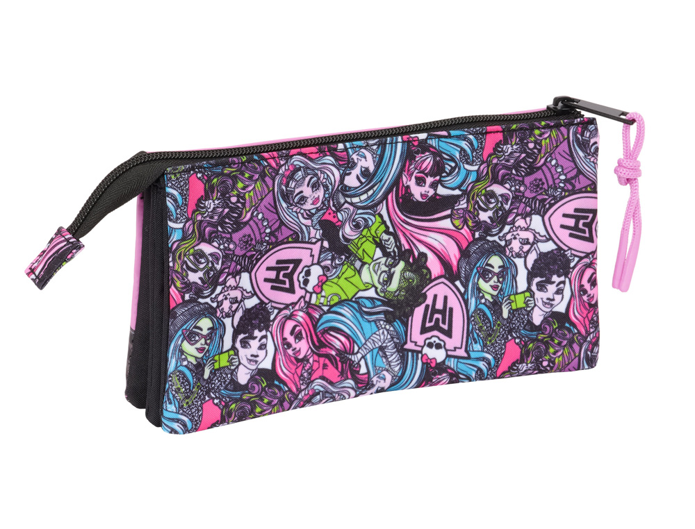 BOLSO ESCOLAR PORTATODO SAFTA TRIPLE MONSTER HIGH 120X220X30 MM