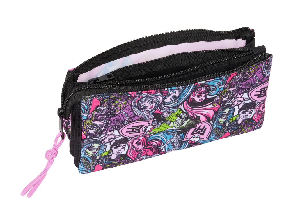 BOLSO ESCOLAR PORTATODO SAFTA TRIPLE MONSTER HIGH 120X220X30 MM