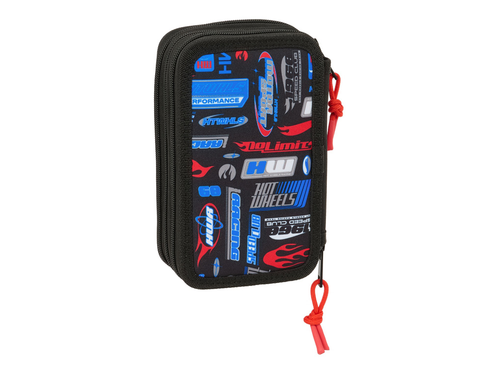 PLUMIER ESCOLAR SAFTA TRIPLE 37 PIEZAS HOT WHEELS 195X125X55 MM