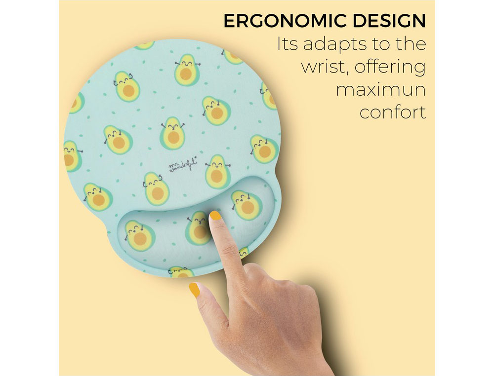 ALFOMBRILLA DE RATON MR WONDERFUL DE GEL ERGONOMICA AGUACATES 250X230 MM