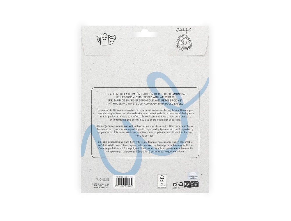 ALFOMBRILLA DE RATON MR WONDERFUL DE GEL ERGONOMICA SETAS 250X230 MM