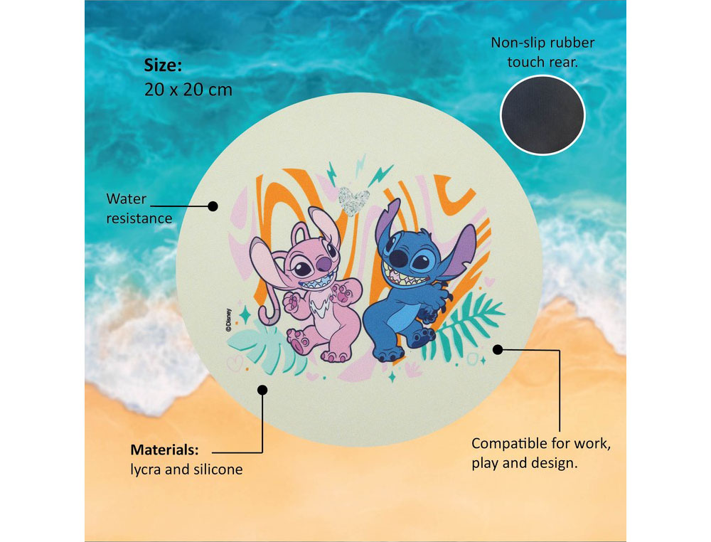 ALFOMBRILLA DE RATON LILO&STITCH REDONDA STITCH & ANGEL 200 MM