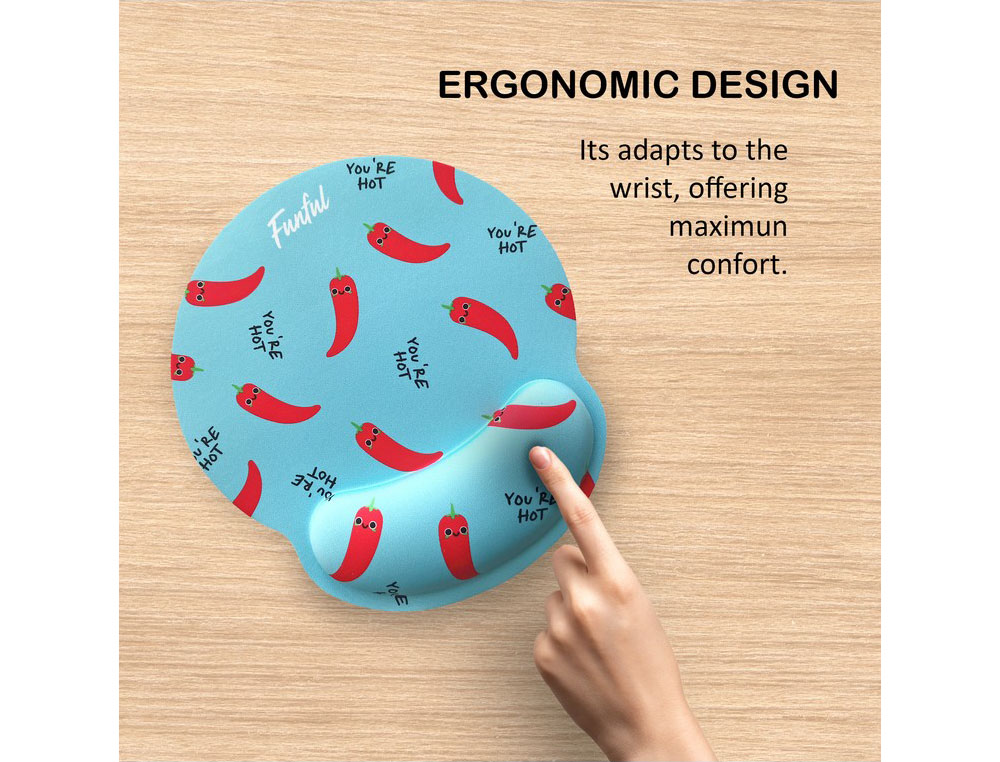 ALFOMBRILLA DE RATON FUNFUL DE GEL ERGONOMICA CHILI 250X230 MM