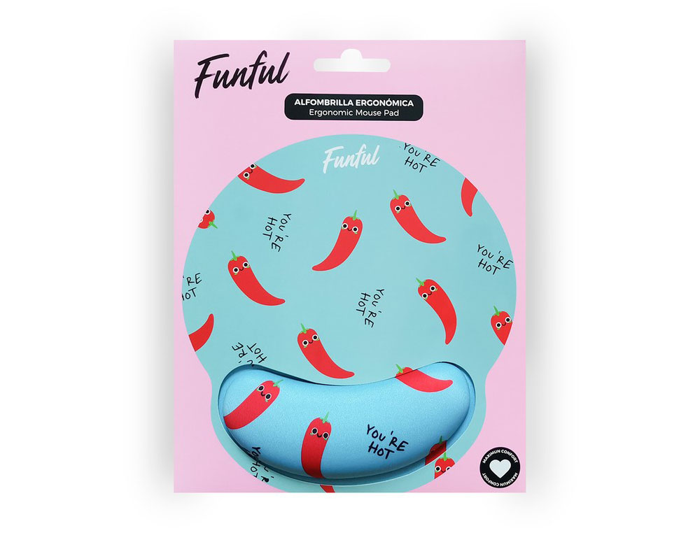 ALFOMBRILLA DE RATON FUNFUL DE GEL ERGONOMICA CHILI 250X230 MM