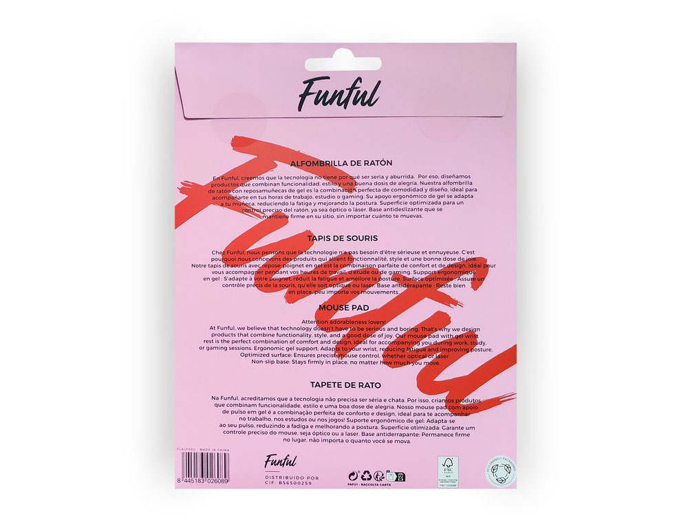 ALFOMBRILLA DE RATON FUNFUL DE GEL ERGONOMICA CHILI 250X230 MM