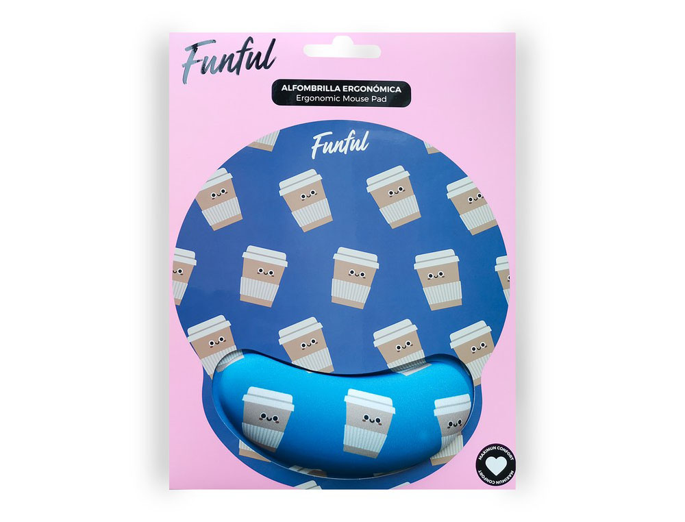 ALFOMBRILLA DE RATON FUNFUL DE GEL ERGONOMICA CAFE 250X230 MM