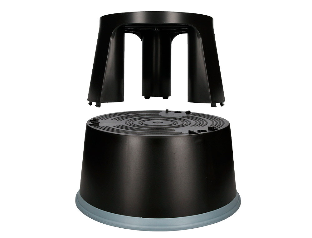 TABURETE Q-CONNECT RUEDAS RETRACTILES TRES RUEDAS DOS NIVELES COLOR NEGRO
