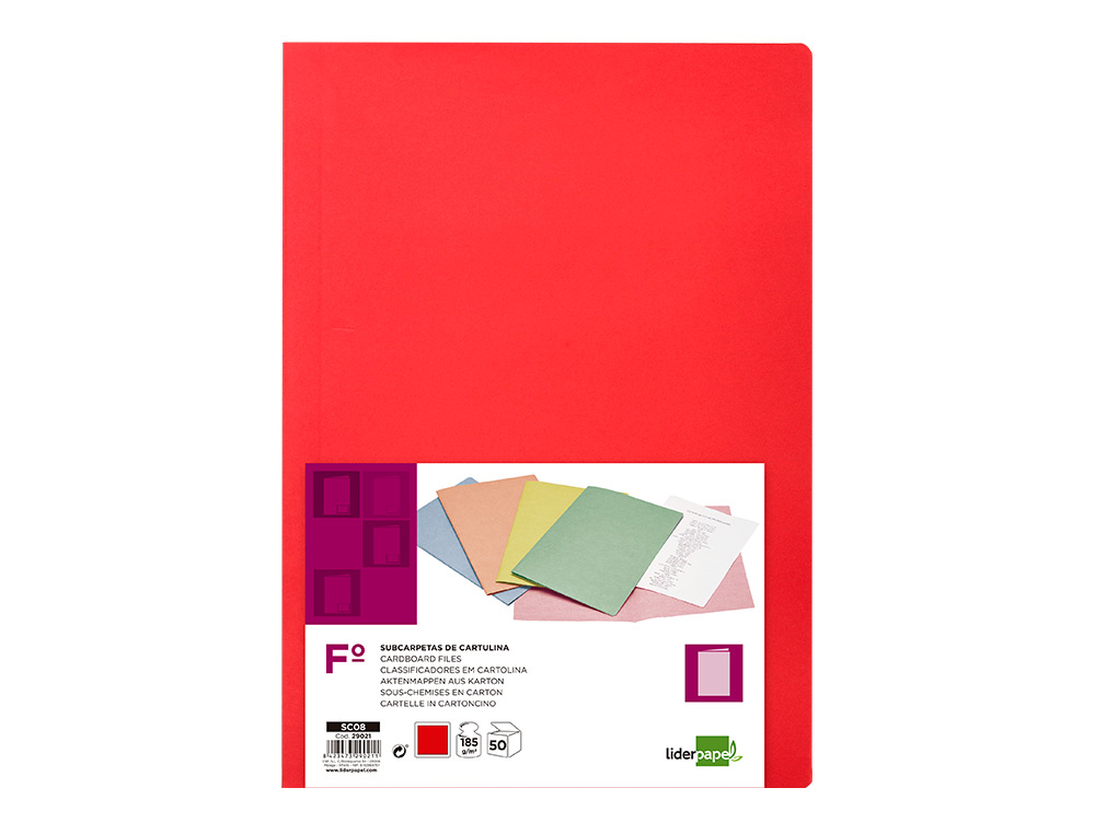 SUBCARPETA LIDERPAPEL FOLIO ROJO INTENSO 180G/M2