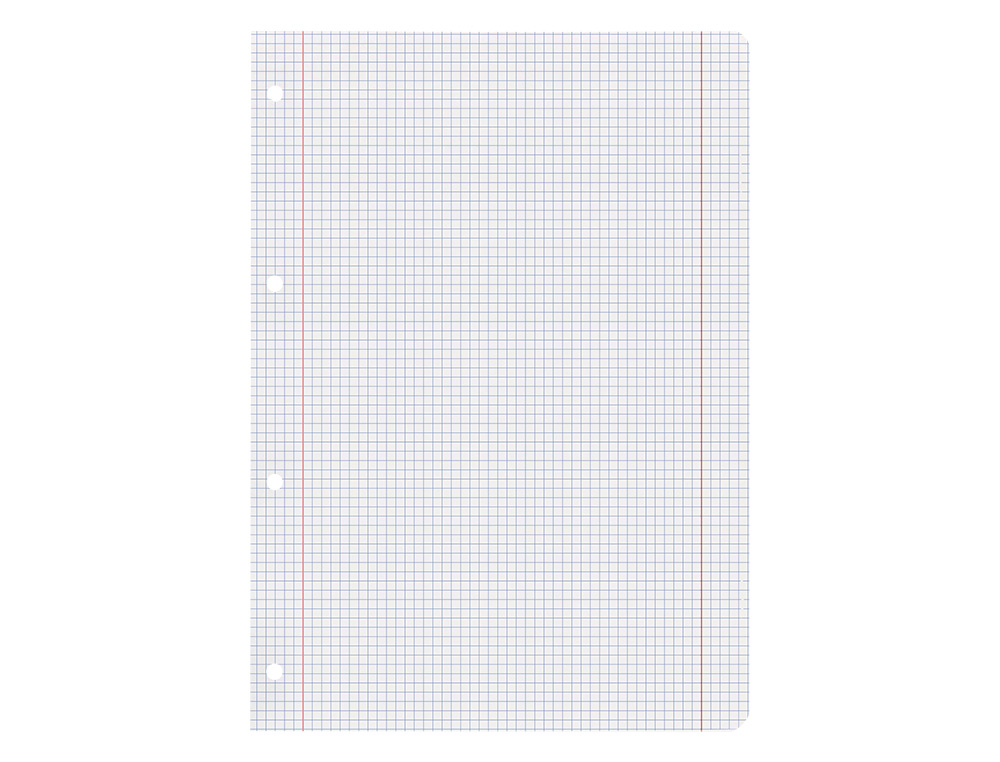 RECAMBIO LIDERPAPEL A4 100 HOJAS 100GR CUADRO 5MM CON DOBLE MARGEN 4 TALADROS