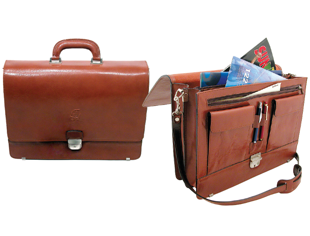 CARTERA PORTAFOLIOS Q-CONNECT ARTESANIA DE PIEL CON BROCHE 403X300X105 MM FABRICADA EN UBRIQUE