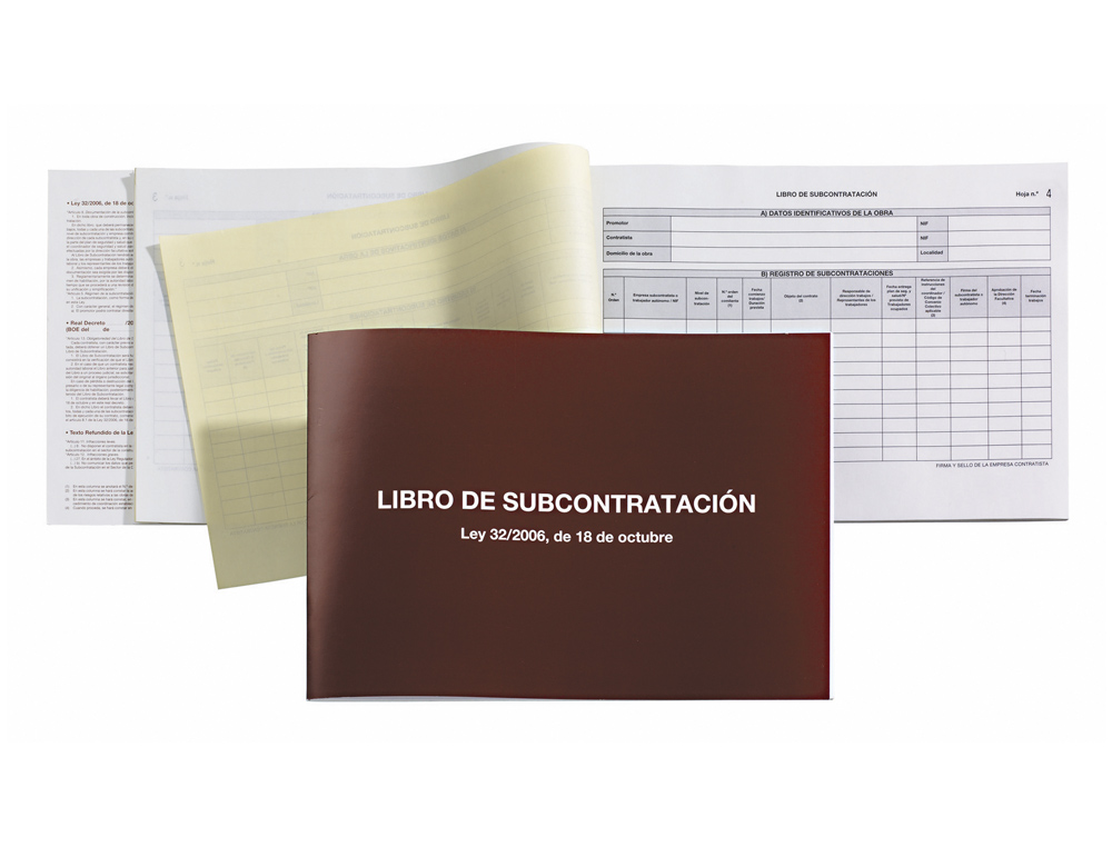 LIBRO MIQUELRIUS SUBCONTRATACION FOLIO NATURAL JUEGO DE 10 HOJAS AUTOCOPIATIVAS TEXTO GALLEGO