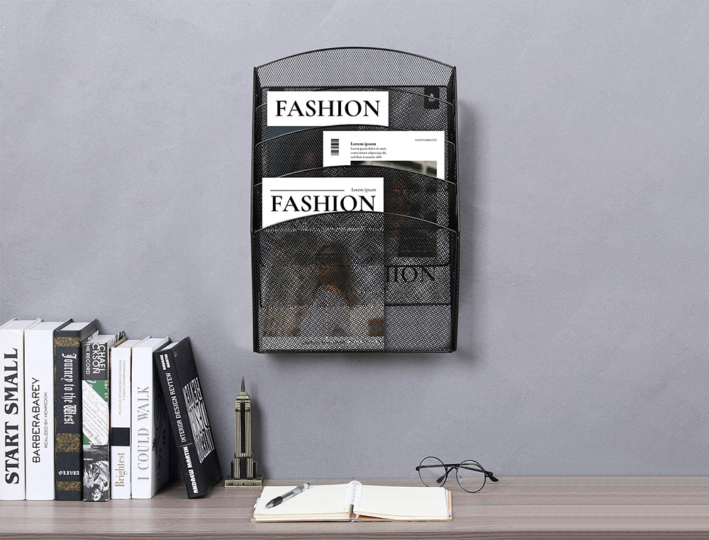 EXPOSITOR MURAL Q-CONNECT DE PARED 5 BANDEJAS DIN A4 NEGRO 9,3X31,5X44 CM