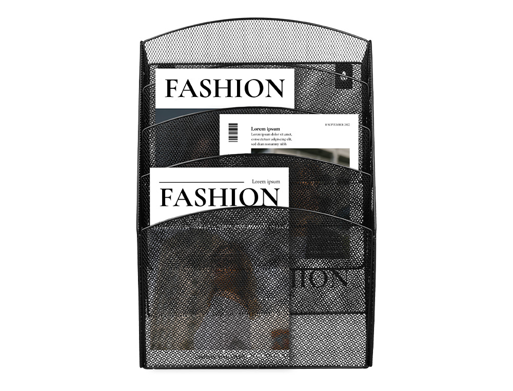 EXPOSITOR MURAL Q-CONNECT DE PARED 5 BANDEJAS DIN A4 NEGRO 9,3X31,5X44 CM