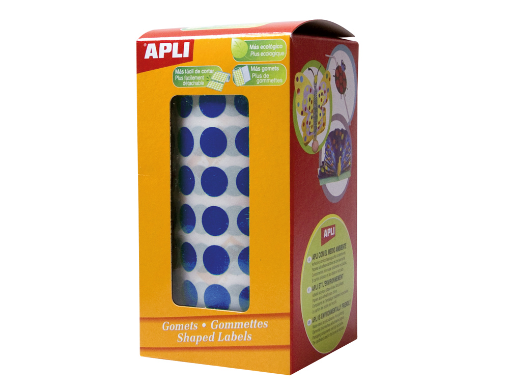 GOMETS AUTOADHESIVOS CIRCULARES 20MM AZUL ROLLO DE 1770 UNIDADES